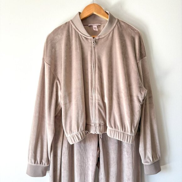 Victoria's Secret Velour High Rise Wide Leg Pants + Sweater Tracksuit SET Large - Picture 4 of 7